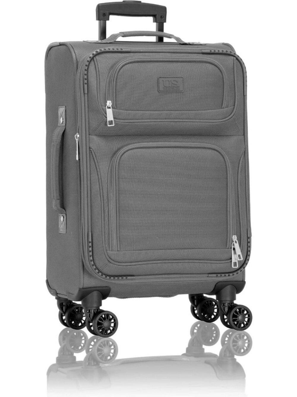 Lightweight Softside Rolling Carry-On Suitcase, 4-Wheel Travel Luggage, Gray
